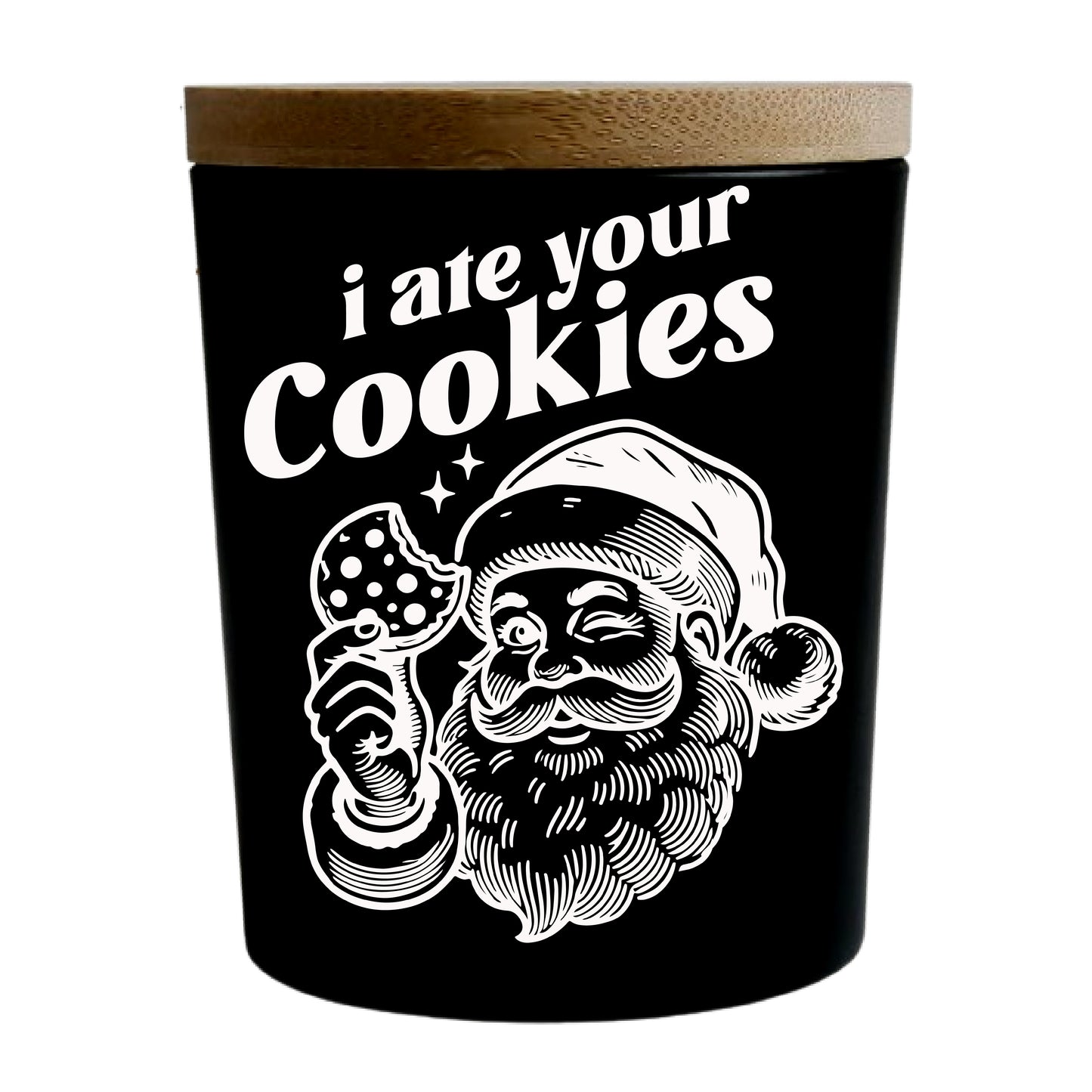 I Ate Your Cookies |Santas Cookies Engraved Soy Candle | Tobacco Caramel + Crackling Wood Wick