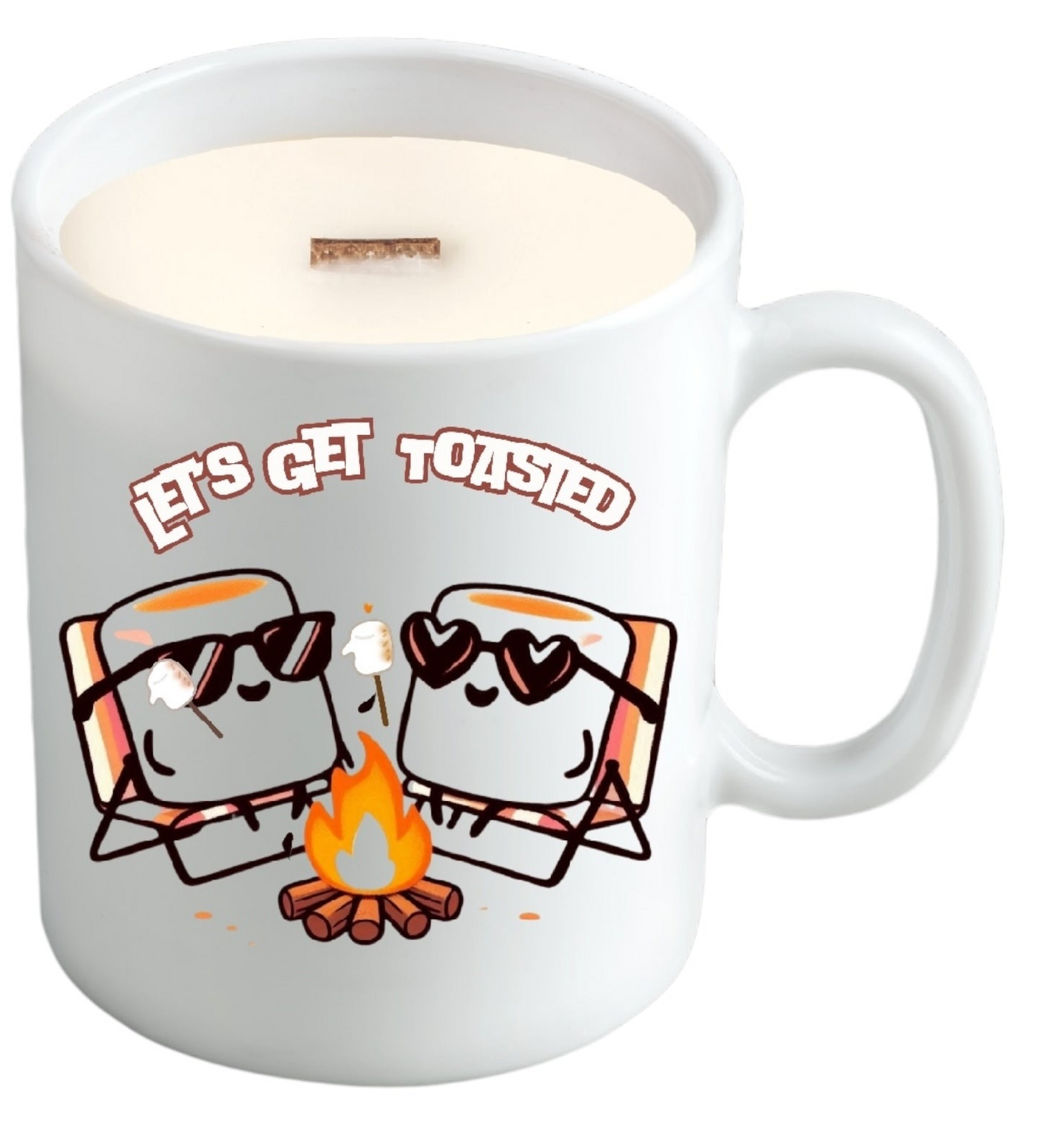 Let’s Get Toasted – Funny Soy Candle in Reusable Mug | Sage Scent + Crackling Wood Wick