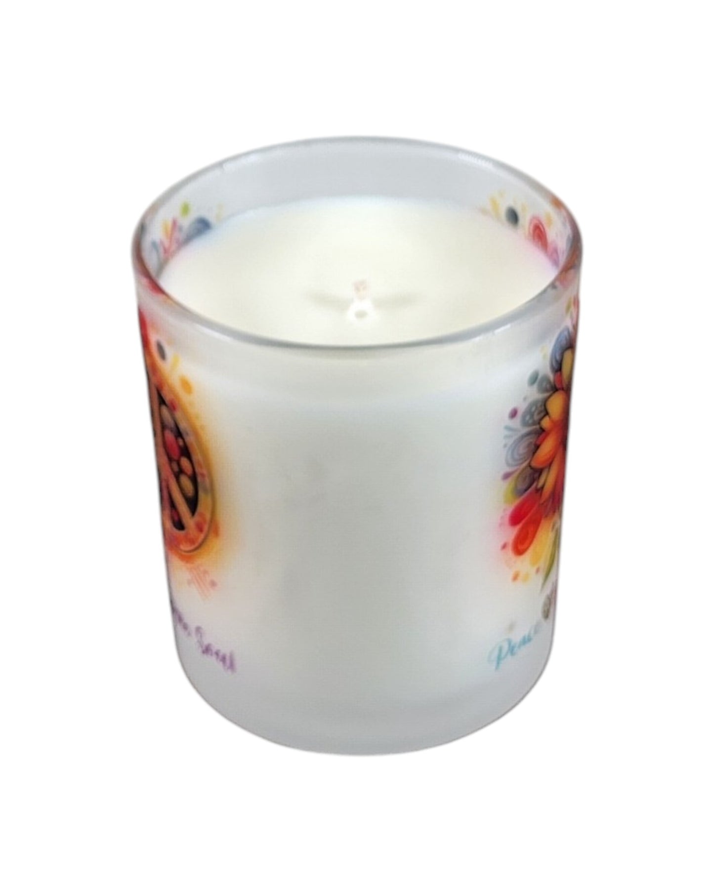 Peace Love Hippie Soul | Mahogany Teakwood Type Soy Candle | 8 oz | Sublimated Glass Jar | Jenire Designs