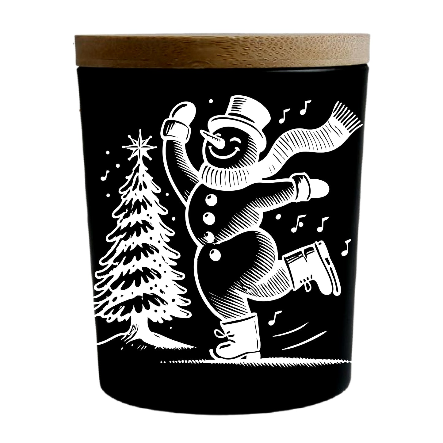 Snowman Holiday Skating | Christmas Engraved Soy Candle | Winter Wonderland Type Scented + Crackling Wood Wick
