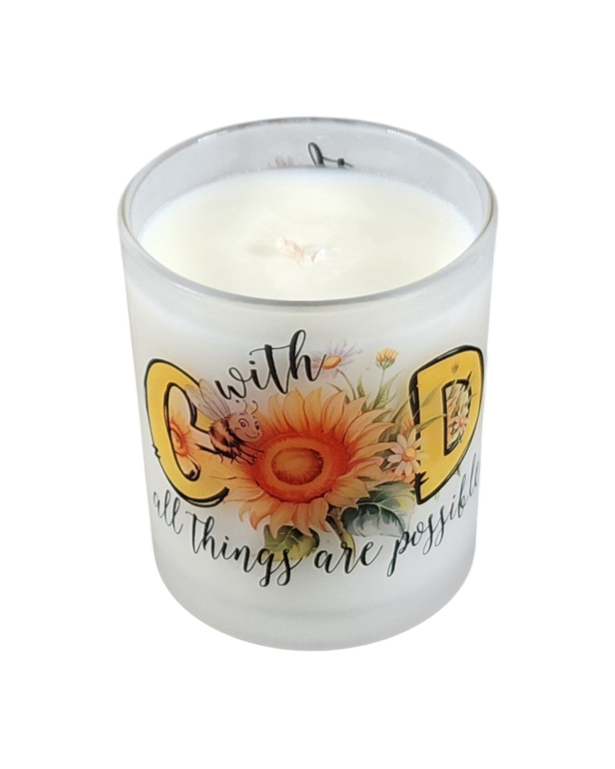 With God | Agave Nectar Type Soy Candle | 8 oz | Sublimated Glass Jar | Jenire Designs