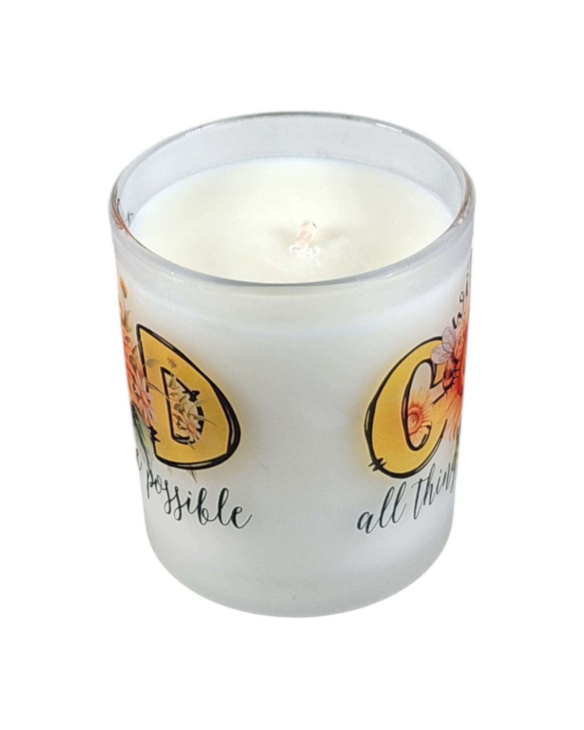 With God | Agave Nectar Type Soy Candle | 8 oz | Sublimated Glass Jar | Jenire Designs