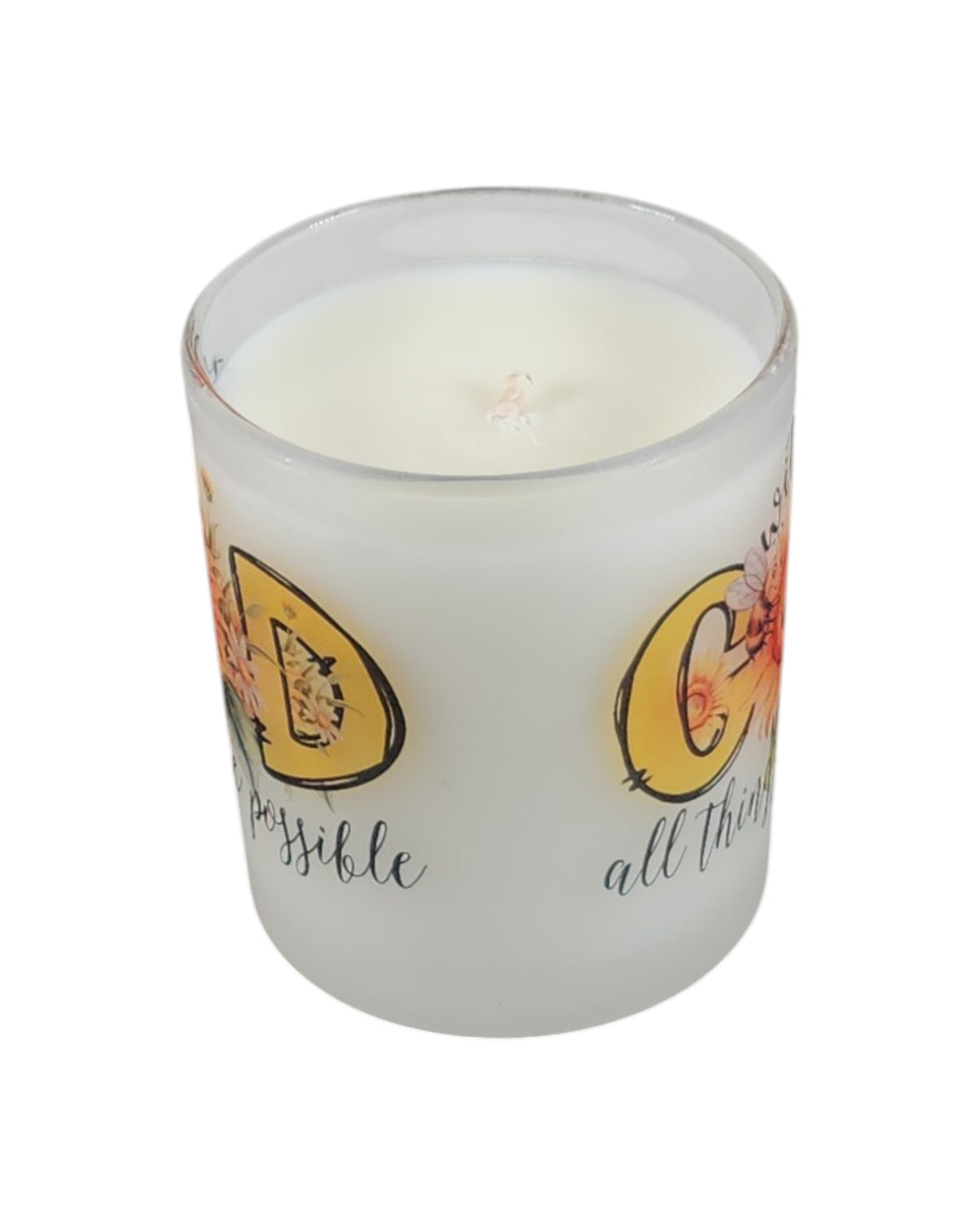With God | Agave Nectar Type Soy Candle | 8 oz | Sublimated Glass Jar | Jenire Designs