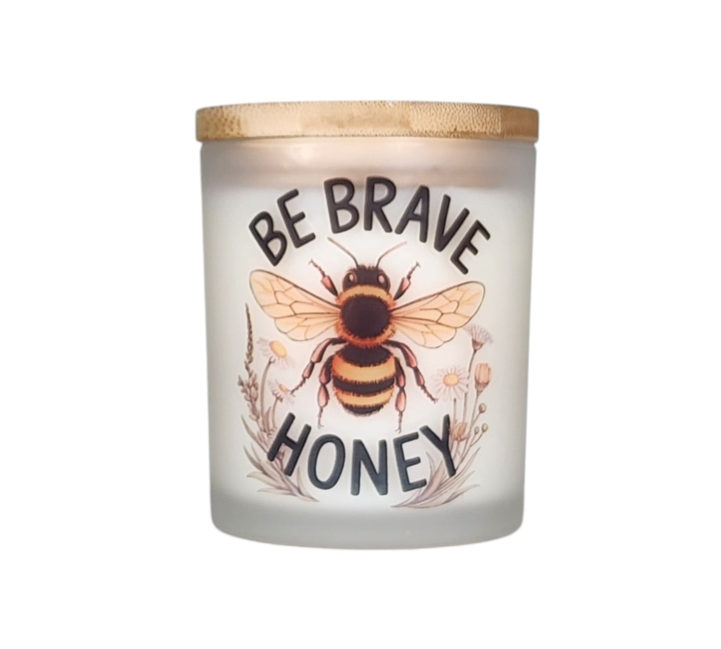 Be Brave, Honey | Cocoa Cashmere Type Soy Candle | 8 oz | Sublimated Glass Jar | Jenire Designs