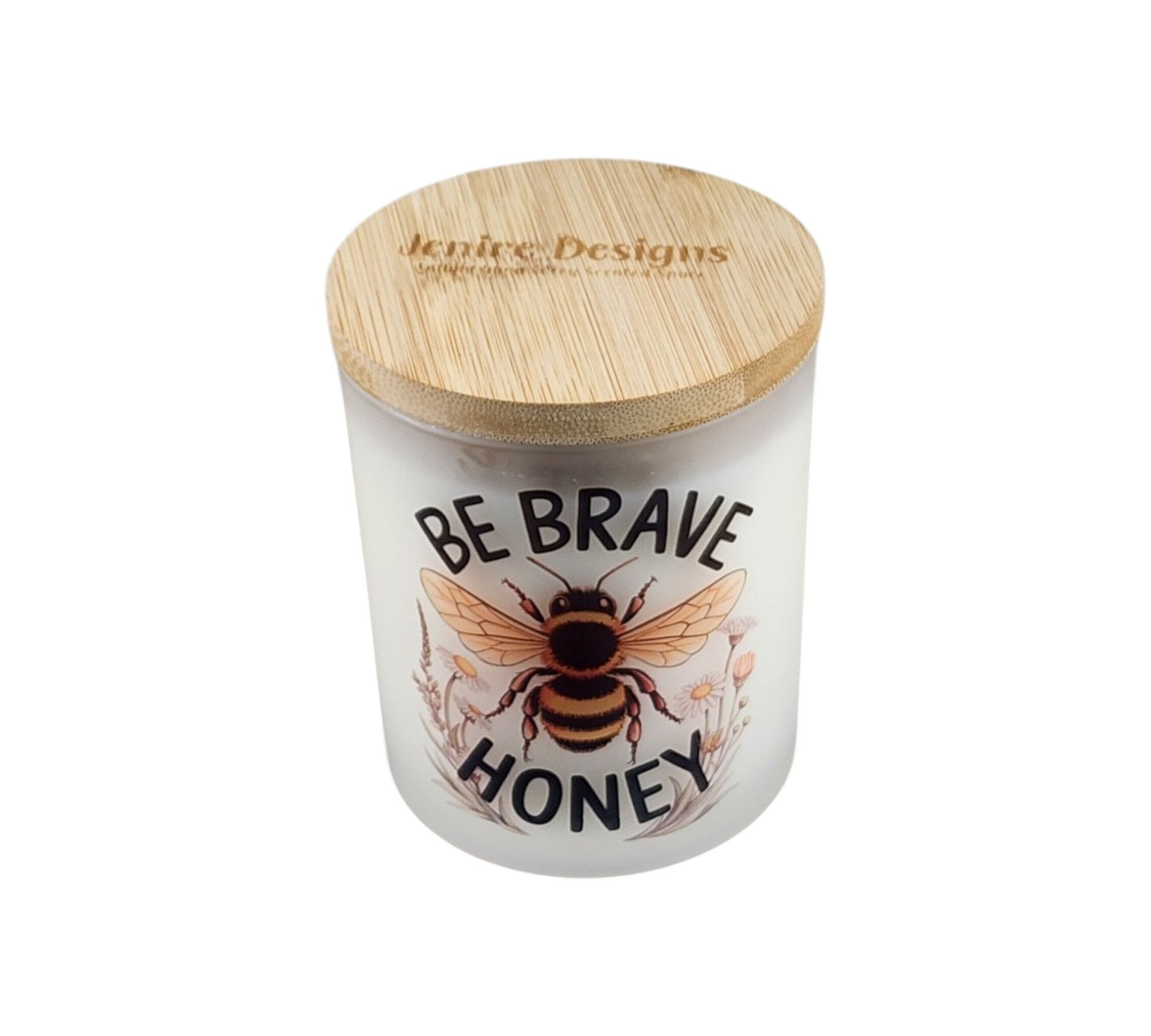 Be Brave, Honey | Cocoa Cashmere Type Soy Candle | 8 oz | Sublimated Glass Jar | Jenire Designs