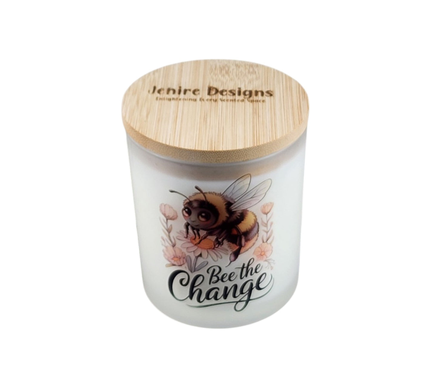 Bee the Change | Japanese Cherry Blossom Type Soy Candle | 8 oz | Sublimated Glass Jar | Jenire Designs