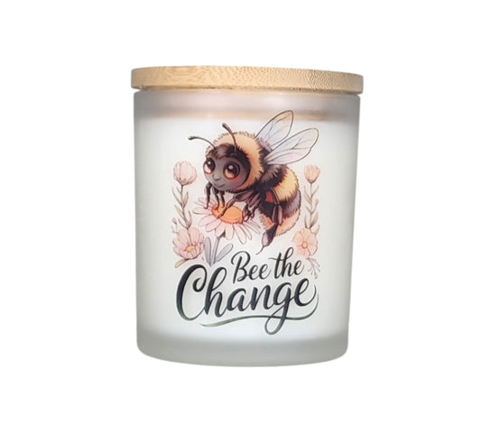 Bee the Change | Japanese Cherry Blossom Type Soy Candle | 8 oz | Sublimated Glass Jar | Jenire Designs
