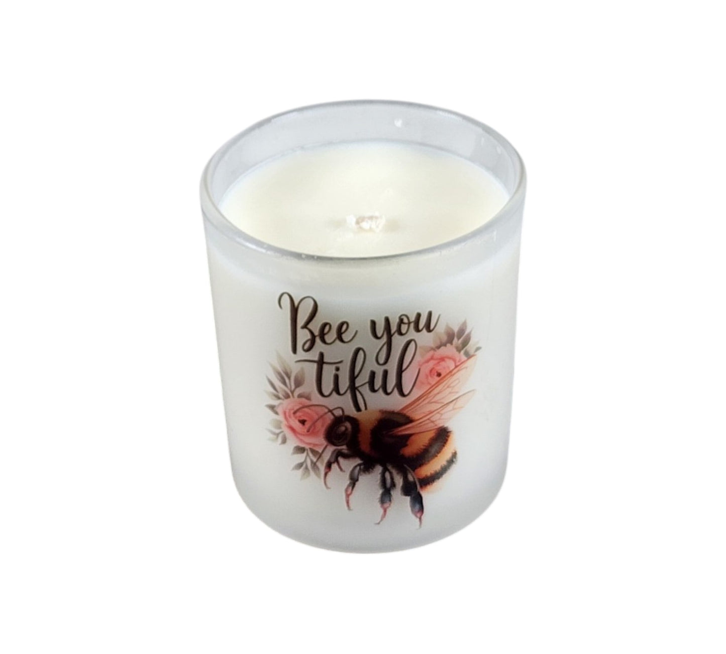 Bee-You-Tiful | Wildflower Type Scented Cotton Wick Soy Candle | 8 oz | Sublimated Glass Jar | Jenire Designs
