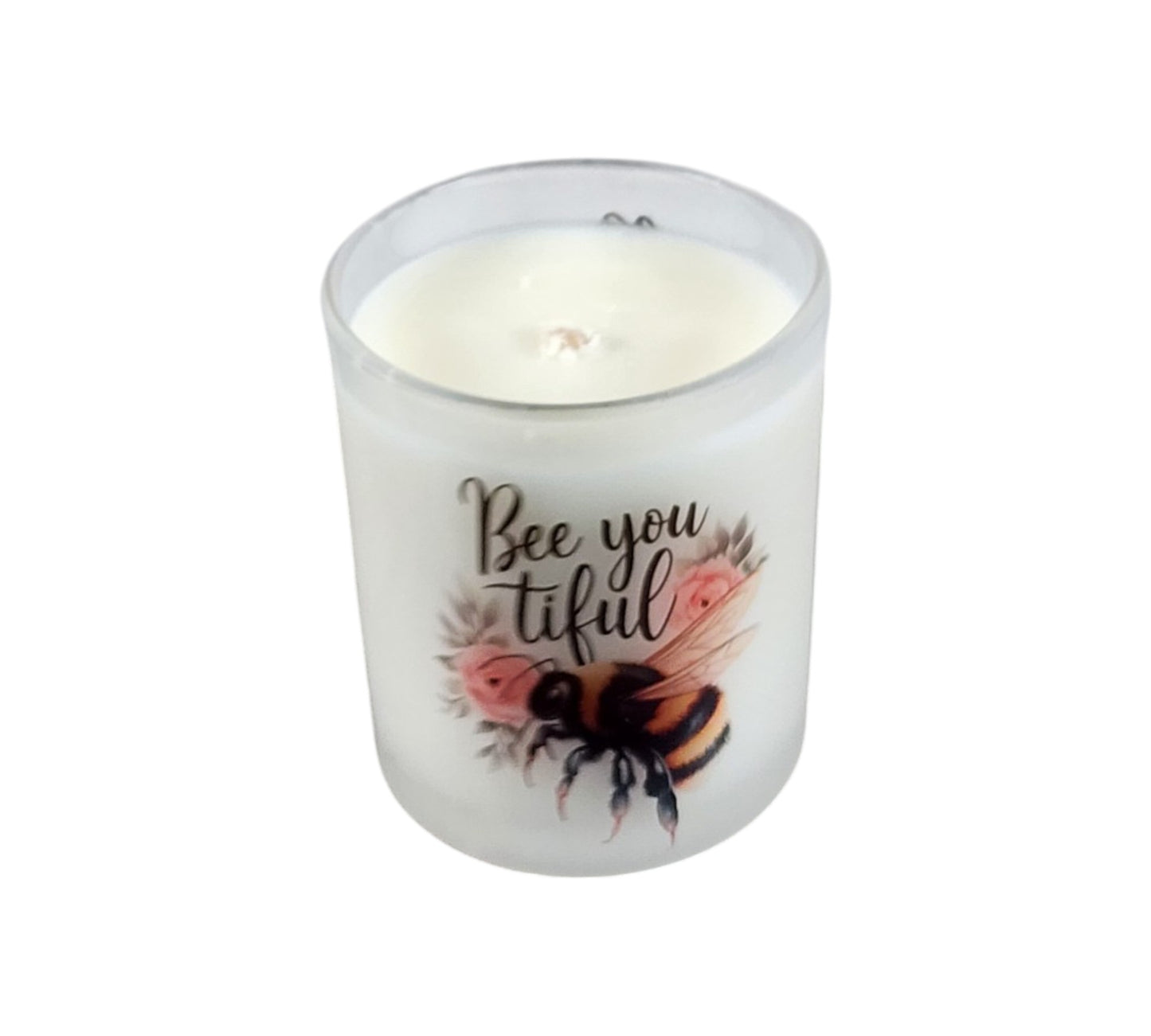 Bee-You-Tiful | Wildflower Type Scented Cotton Wick Soy Candle | 8 oz | Sublimated Glass Jar | Jenire Designs