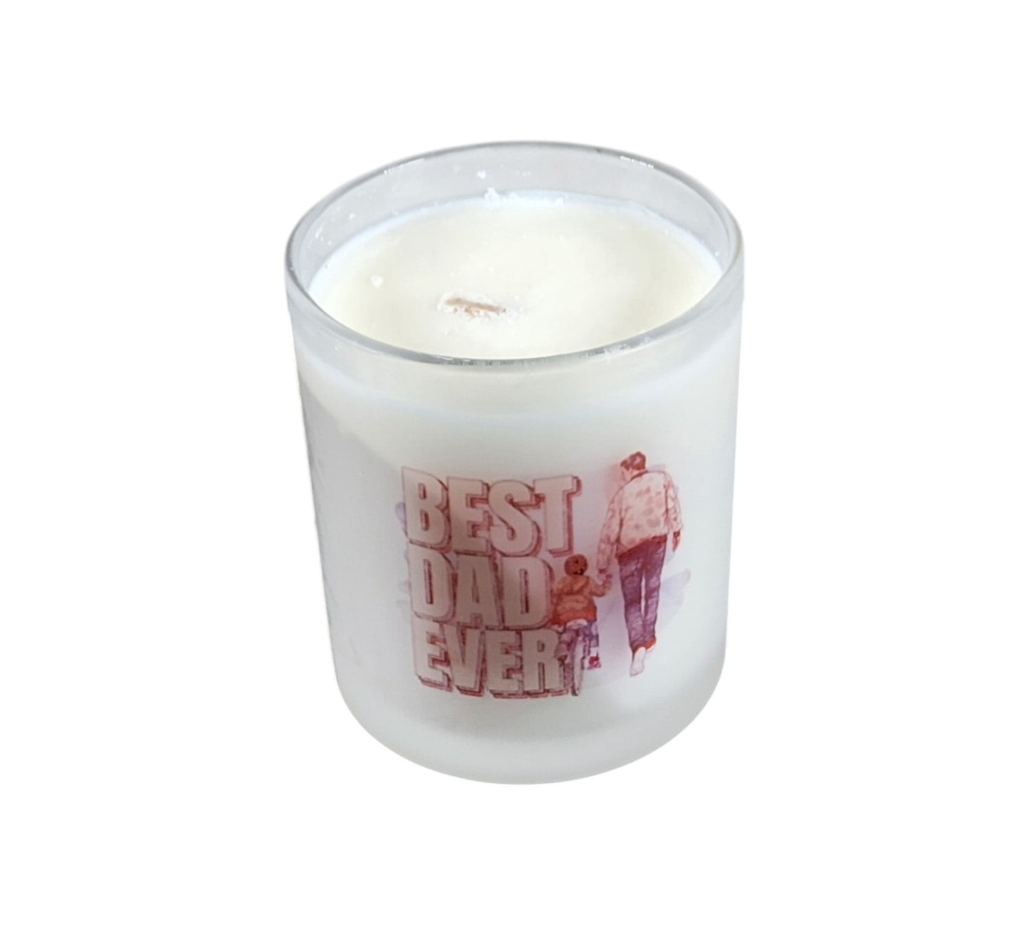 Best Dad Ever | Cool Waters Type Soy Candle | 8 oz | Sublimated Glass Jar | Jenire Designs