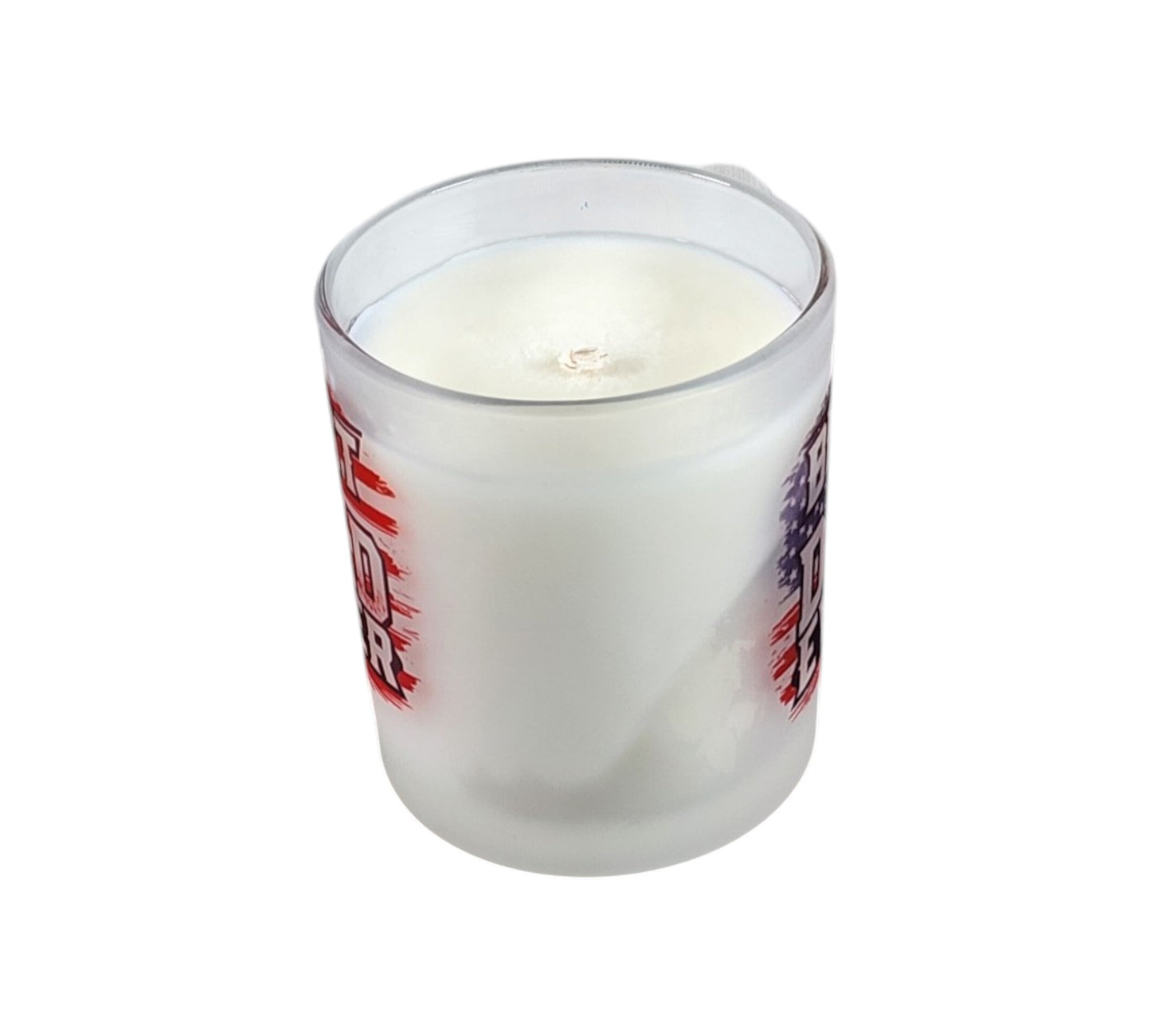 Best Dad Ever | Palo Santo Patchouli Type Soy Candle | 8 oz | Patriotic Edition | Sublimated Glass Jar | Jenire Designs
