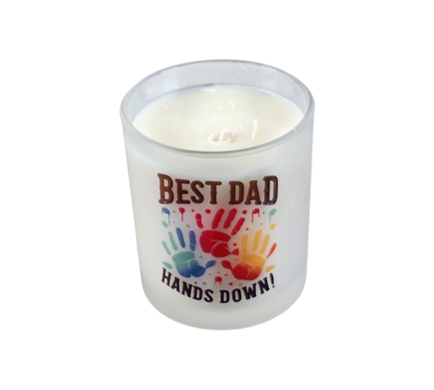 Best Dad Hands Down | Palo Santo Patchouli Type Soy Type Candle | 8 oz | Sublimated Glass Jar | Jenire Designs