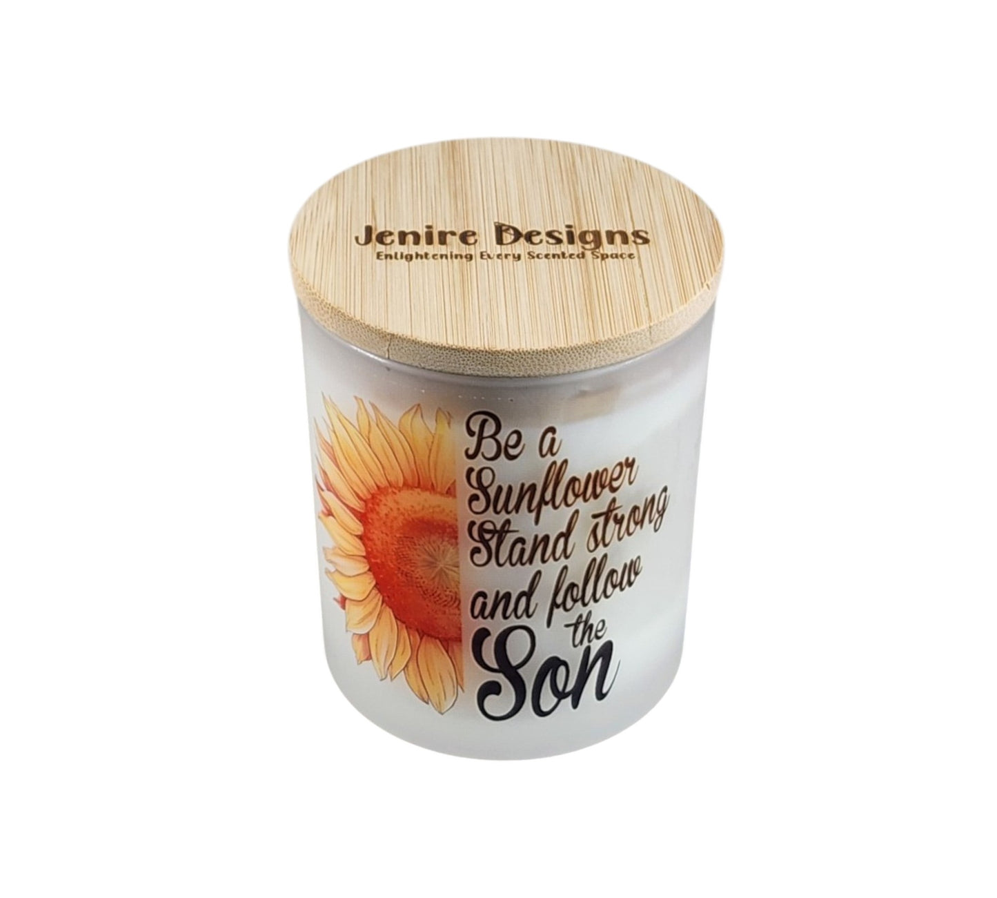 Be the Sunflower | Japanese Cherry Blossom Type Soy Candle | 8 oz | Sublimated Glass Jar | Jenire Designs