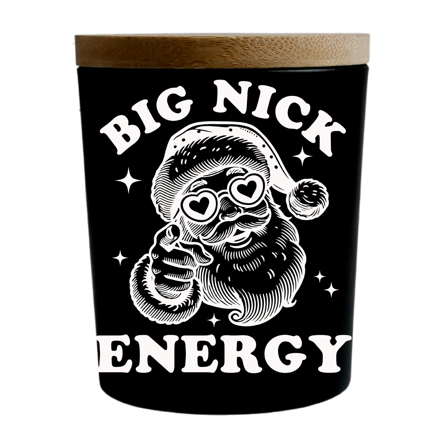 Big Nick Energy | Santa Christmas Big Energy | Engraved Soy Candle | North Pole Type Scented + Crackling Wood Wick