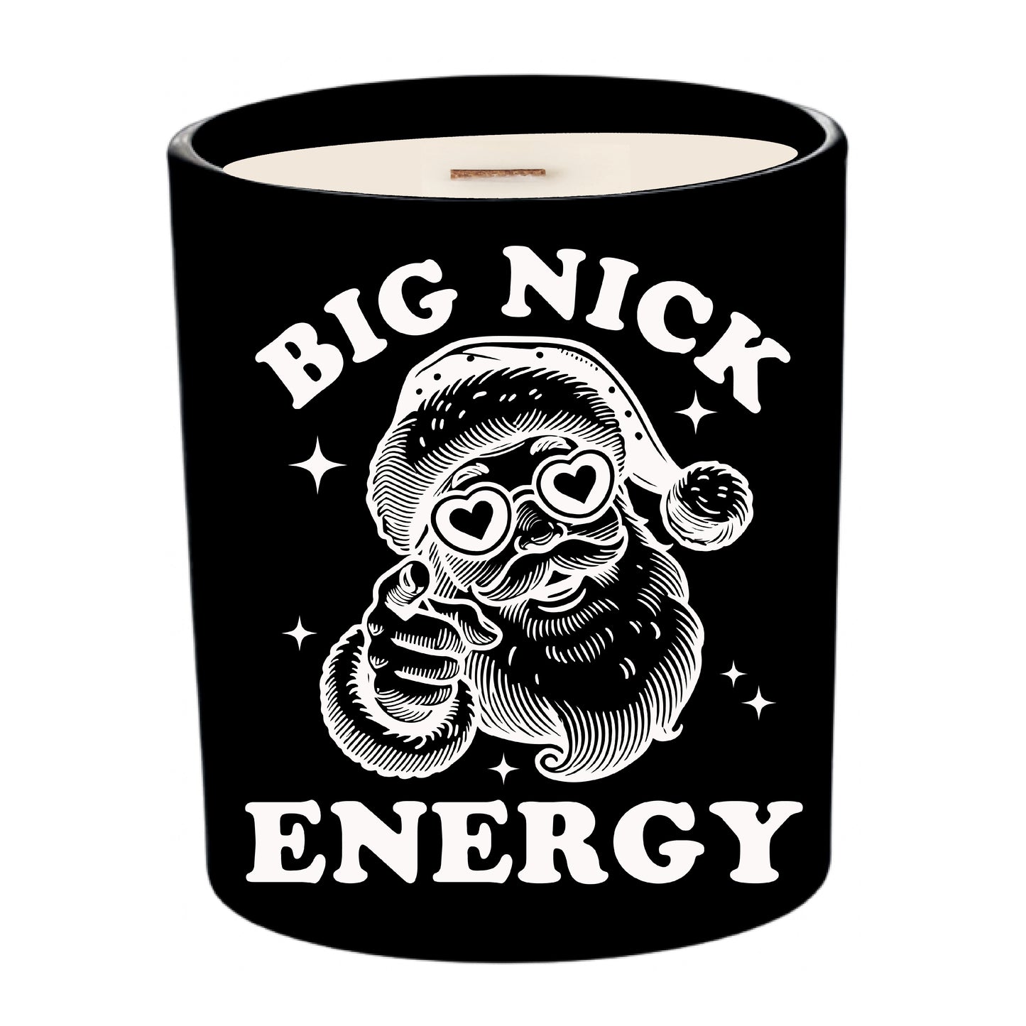 Big Nick Energy | Santa Christmas Big Energy | Engraved Soy Candle | North Pole Type Scented + Crackling Wood Wick