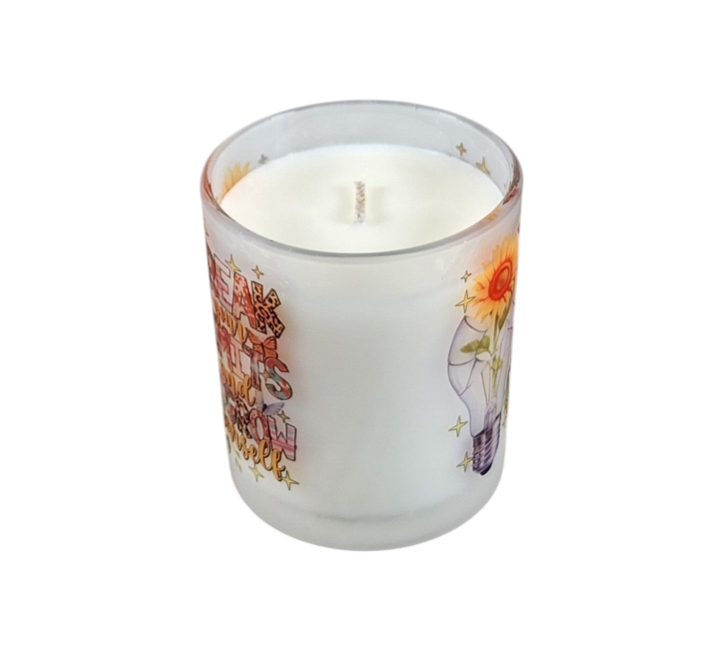 Break Your Limits & Outgrow Yourself | Coconut Mango Type Soy Candle | 8 oz | Sublimated Glass Jar | Jenire Designs