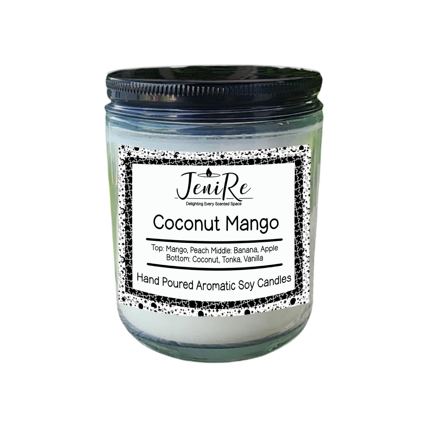  Let yourself be captivated and your surroundings be changed with the ideal mix of island fruits. Base: Coconut, Tonka, Vanilla Experience the perfect blend of tropical fruits with our Coconut Mango Scented Candle. Let your senses be immersed in the enticing scents of Mango, Peach, Banana, and Apple, while the Coconut, Tonka, and Vanilla base adds depth and richness to the aroma. 