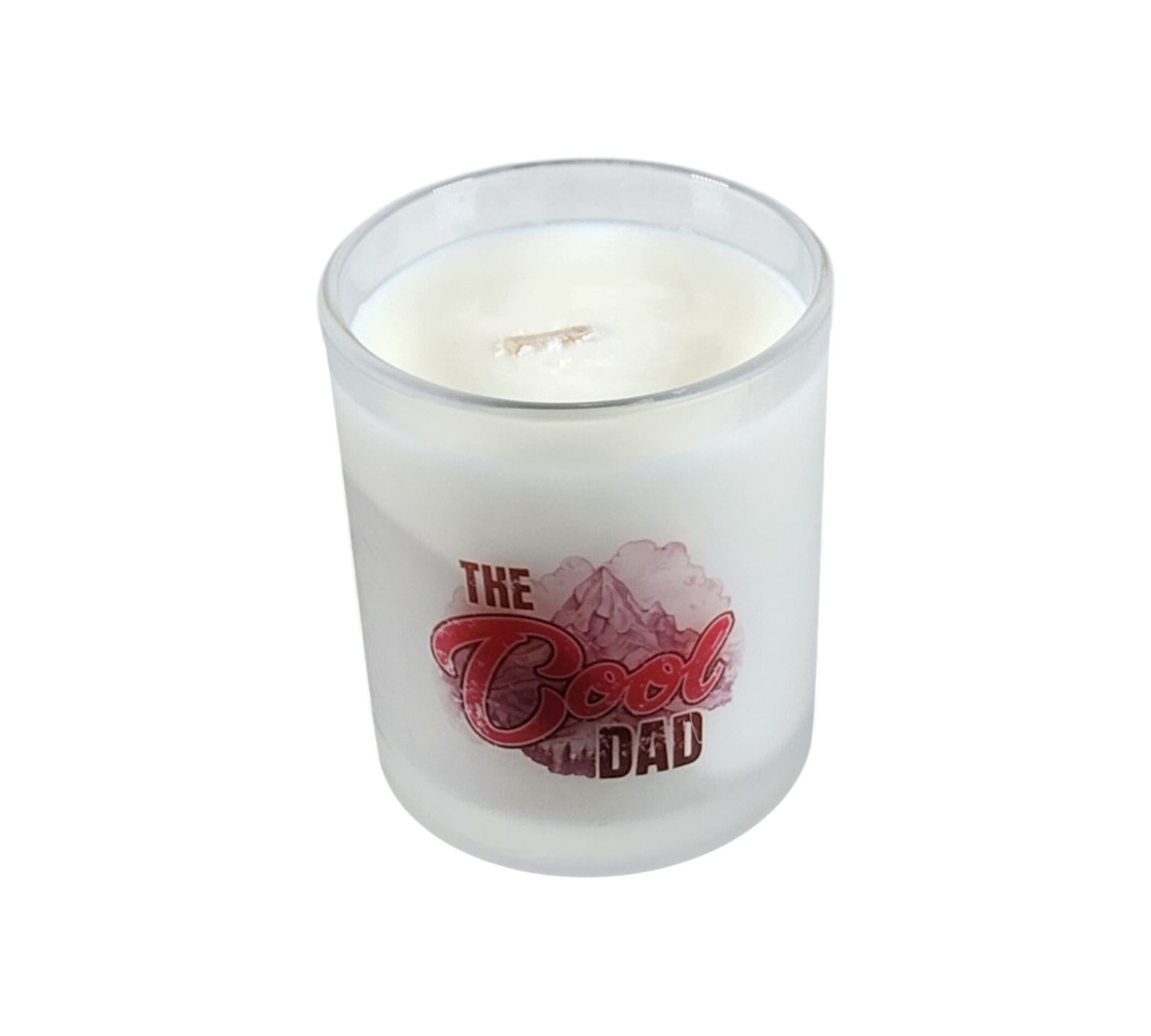 The Cool Dad | Cozy Cabin Type Soy Candle | 8 oz | Sublimated Glass Jar | Jenire Designs