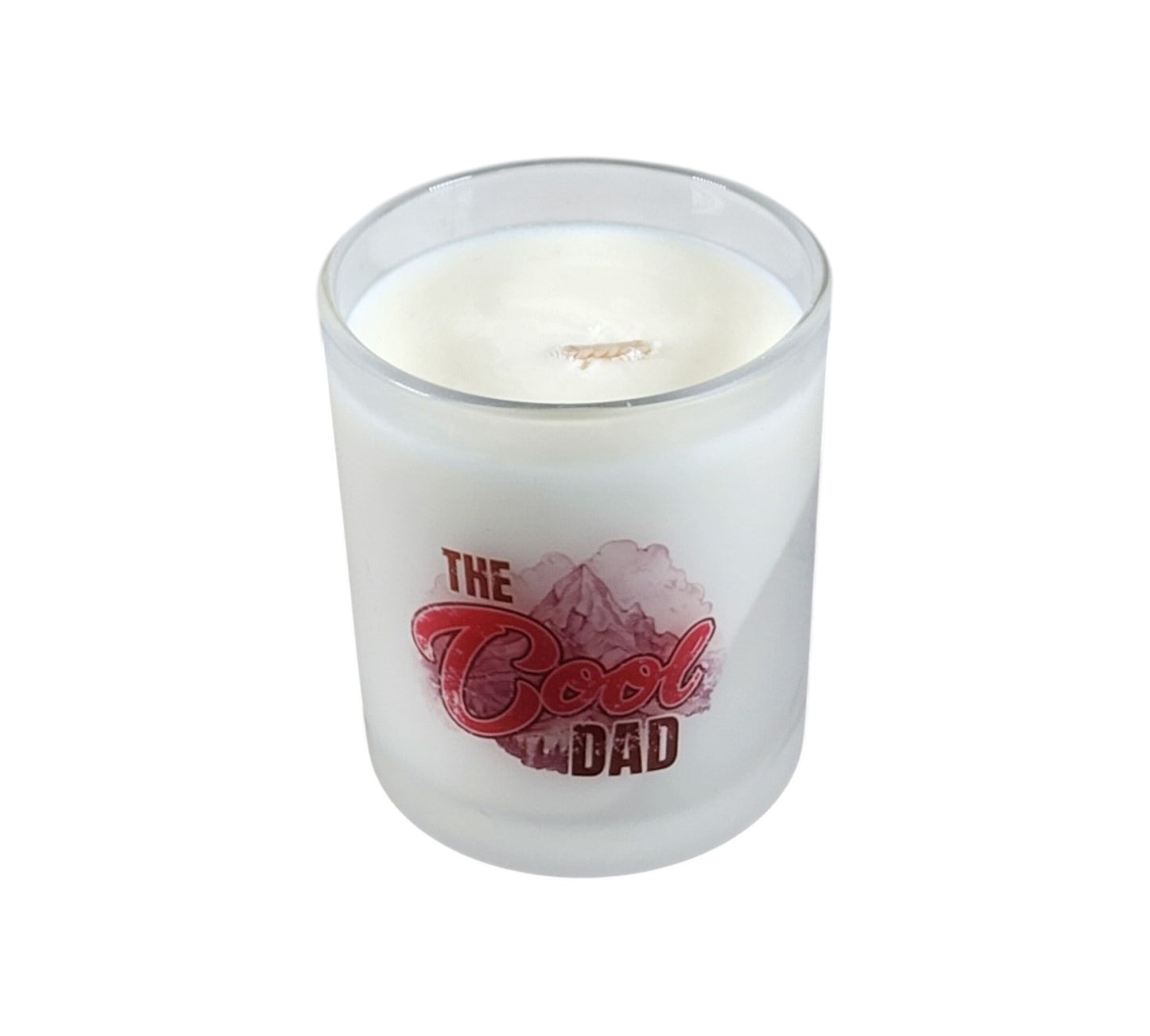 The Cool Dad | Cozy Cabin Type Soy Candle | 8 oz | Sublimated Glass Jar | Jenire Designs