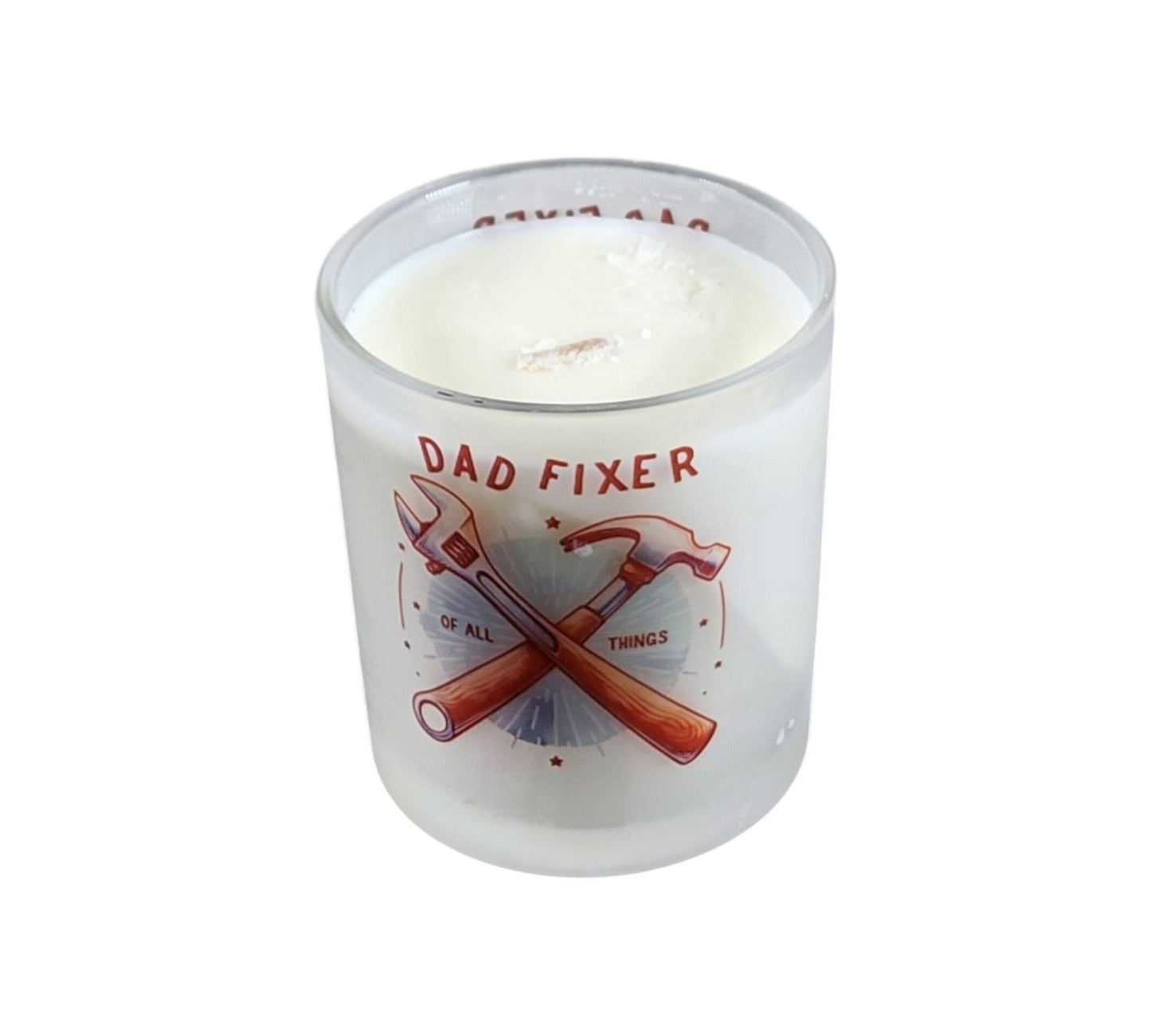 Dad Fixer of All Things | Mahogany Teakwood Type Soy Candle | 8 oz | Sublimated Glass Jar | Jenire Designs