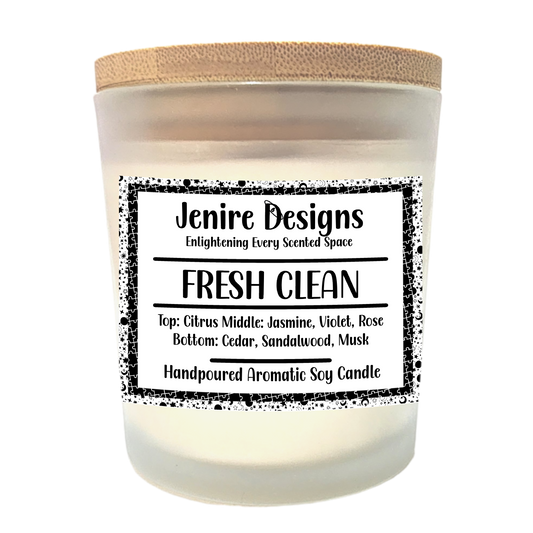 Ignite uplifting clarity with a scent that feels like freshly laundered linen and open skies.

Step into a space of pure refreshment with the Fresh Clean Soy Candle, a hand-poured artisan candle inspired by the timeless comfort of Irish Spring®. Crafted with natural soy wax and a crackling wood wick, it blends crisp brightness with grounding warmth for a fragrance that lingers in memory.

Scent Profile That Refreshes & Renews:

Top Notes: Bergamot & Orange — sparkling citrus clarity

Heart Notes: Rose, Pine