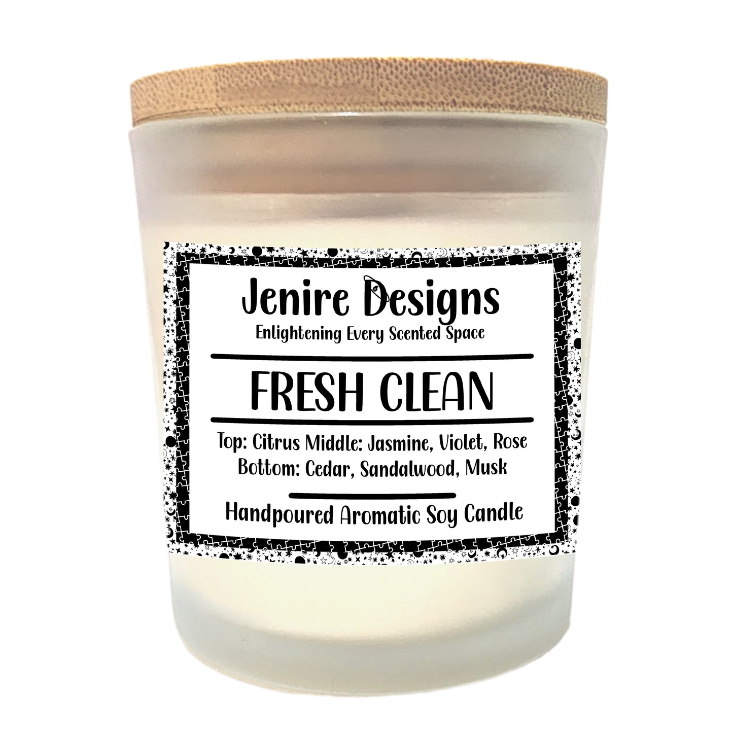 Awaken your space with pure serenity.
This Fresh Clean candle captures the scent of sun-warmed linen drifting on a breeze—bright citrus top notes soften into airy jasmine and violet petals, all grounded by calming sandalwood, cedar, and soft musk.

Fragrance Profile:

Top Notes: Sparkling Bergamot &amp; Orange Zest

Heart Notes: Delicate Rose, Jasmine &amp; Violet

Base Notes: Sandalwood, Cedar, &amp; Velvety Musk