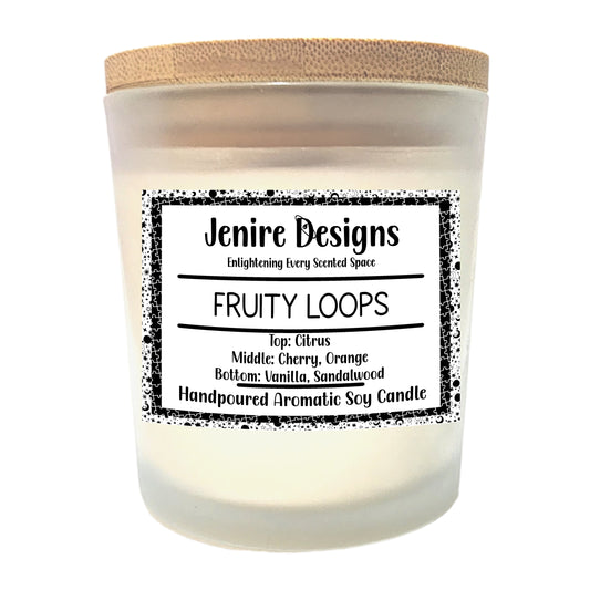 Fruity Loops Soy Candle (8 oz) – Bright Fruity Cereal Tangy Citrus, Cherry & Creamy Vanilla Nostalgia with Crackling Wood Wick • Free Shipping