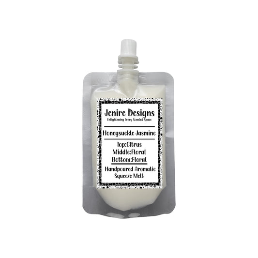 Indulge your senses with our Honeysuckle Jasmine Squeezable Wax Melt, a 2.5 oz blend of luxurious fragrance. This highly scented wax melt opens with a burst of zesty citrus, gracefully unfolding into the enchanting allure of blooming jasmine and the sweet, floral notes of honeysuckle. Subtle rose petals linger in the background, weaving an exquisite harmony of scent that creates a serene and opulent atmosphere in any space. Crafted from premium ingredients, this wax melt delivers a rich, long-lasting aroma 