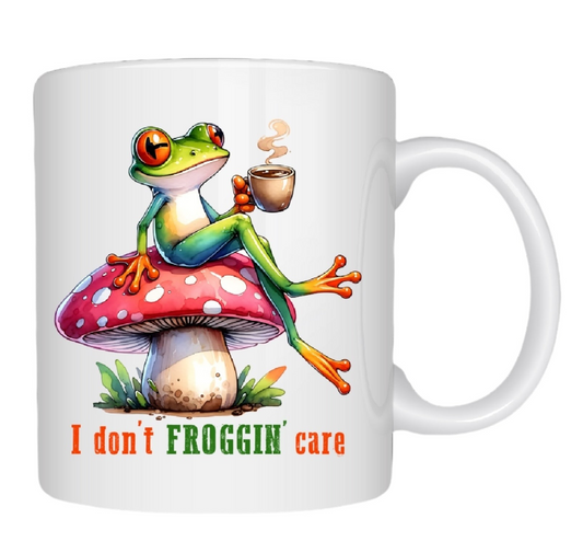 I Don’t Froggin’ Care Soy Candle in Reusable Mug (11 oz) – Jamaica Me Crazy Scented • Crackling Wood Wick
