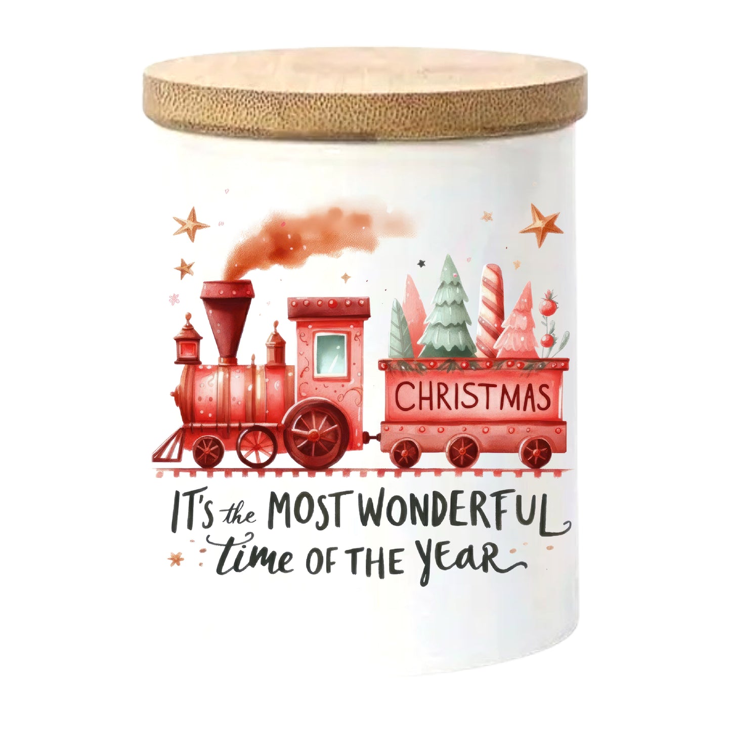 It’s the Most Wonderful Time of the Year | Christmas Holiday Soy Candle in Reusable Ceramic | Flannel Scent + Crackling Wood Wick