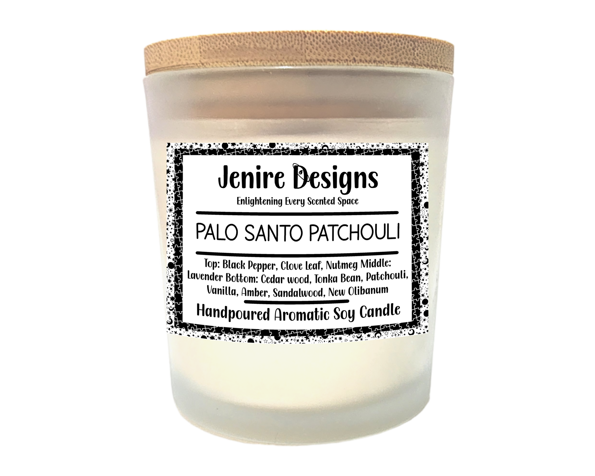 Fragrance Profile That Grounds &amp; Enlightens

Top Notes: Spicy black pepper, clove leaf, and nutmeg—aromatic sparks that awaken the senses.

Heart Notes: Earthy patchouli, soft suede-like sandalwood, and aromatic lavender for depth and balance.

Base Notes: Rich cedarwood, tonka bean, amber, vanilla, and olibanum form a lingering, contemplative finish.



Crackling Wood Wick Ambiance
Enjoy more than scent—delight in the subtle, fireside crackle that enhances ritual, meditation, or evening cocoon time.

