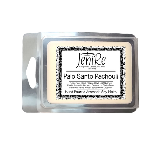 Experience the soothing and calming effects of the Palo Santo Pachouli Soy Wax Melts. The woody scent of warm spices, sandalwood, and sweet patchouli will wrap you in a luxurious and comforting aroma, making your home feel warm and inviting. Infused with top notes of Black Pepper, Clove Leaf, and Nutmeg, this product also boasts a comforting Lavender scent at its core.