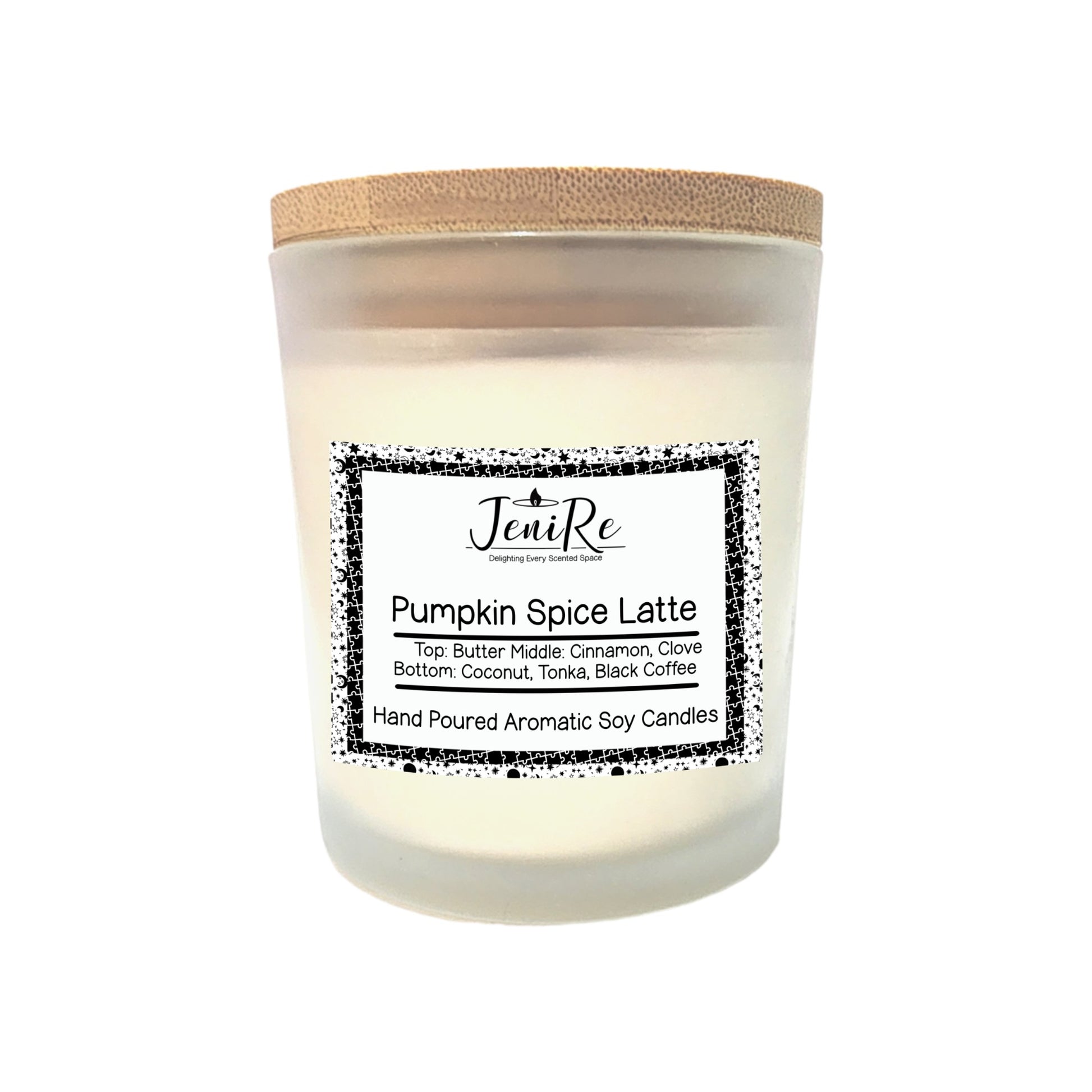 "Cozy Soy Wax Candle with a Wood Wick and Butter Coffee Bliss" "Indulgent Blend Candle: Coffee, Clove, Cinnamon, Coconut, and Vanilla Syrup" "Luxurious Soy Wax Candle Infused with Warm Coffee and