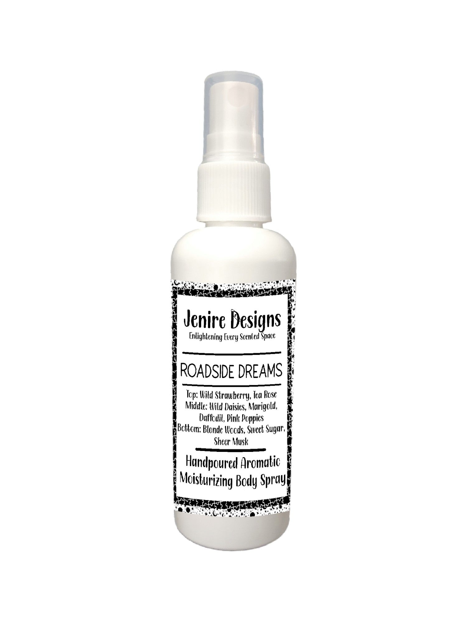 Discover our 3.5Moisturizing Spray - Roadside Dreams. This one-of-a-kind spray combines top notes of Orange Blossom, Melon, Mandarin, Peach, Bergamot, Brazilian Rosewood, and Lemon, middle notes of Cyclamen, Osmanthus, Orris Root, Jasmine, and Rose, and bottom notes of Sandalwood, Amber, Oakmoss, Cedar, and Musk. It's an all-season fragrance that captures the perfect balance of sweet, floral, and musky scents, inspired by the natural wonders of the outdoors.