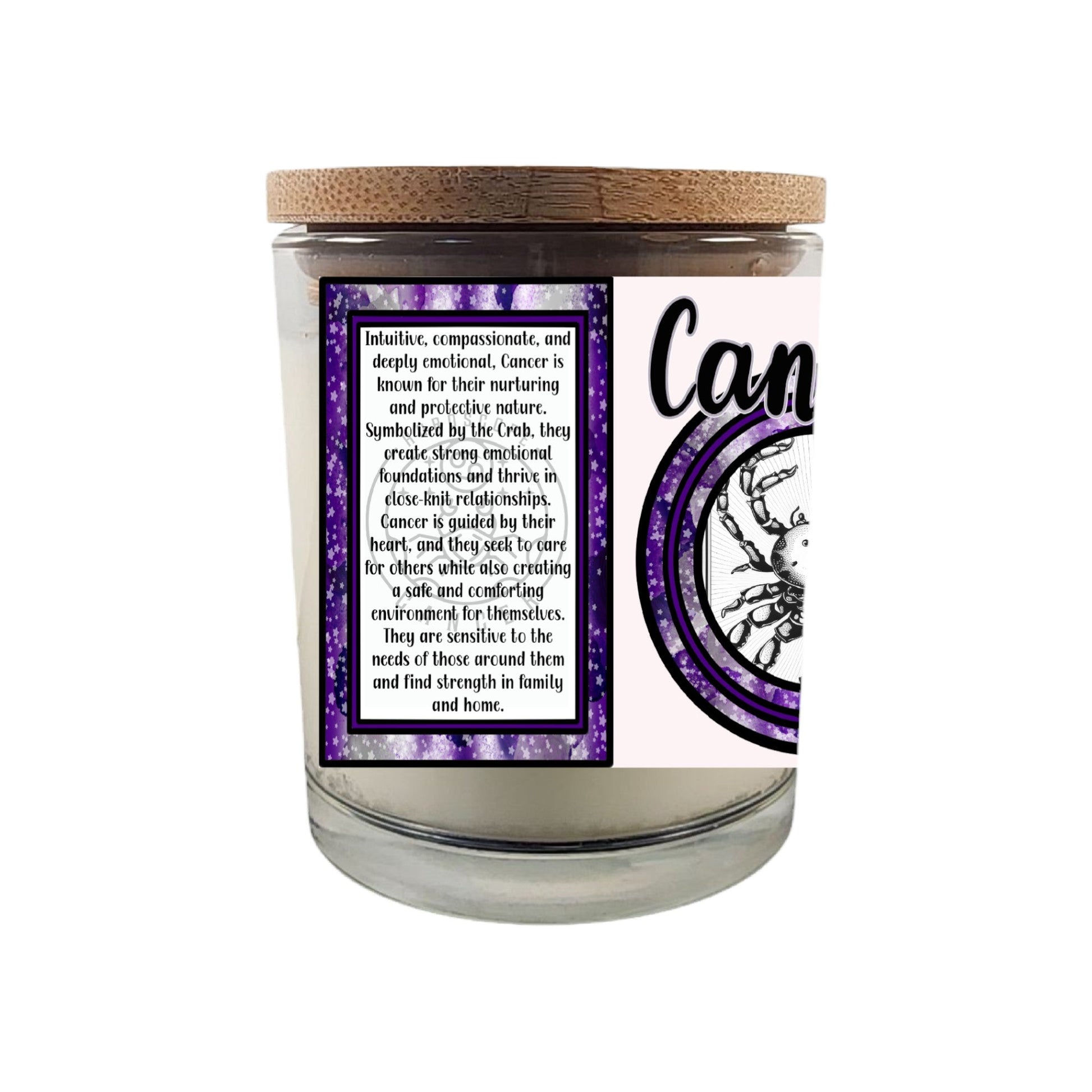 Celebrate the compassionate and intuitive spirit of Cancer with our 8 oz Crackling Wood Wick Soy Candle, designed to reflect the nurturing and emotional qualities of those born between June 21 and July 22. This astrology-inspired candle makes an ideal gift for Cancer birthdays, providing both ambiance and a personalized horoscope reading to enhance your connection with the stars.

Key Features:

Zodiac-Inspired Design: Tailored to embody Cancer's empathetic, protective, and intuitive personality.

Crackling