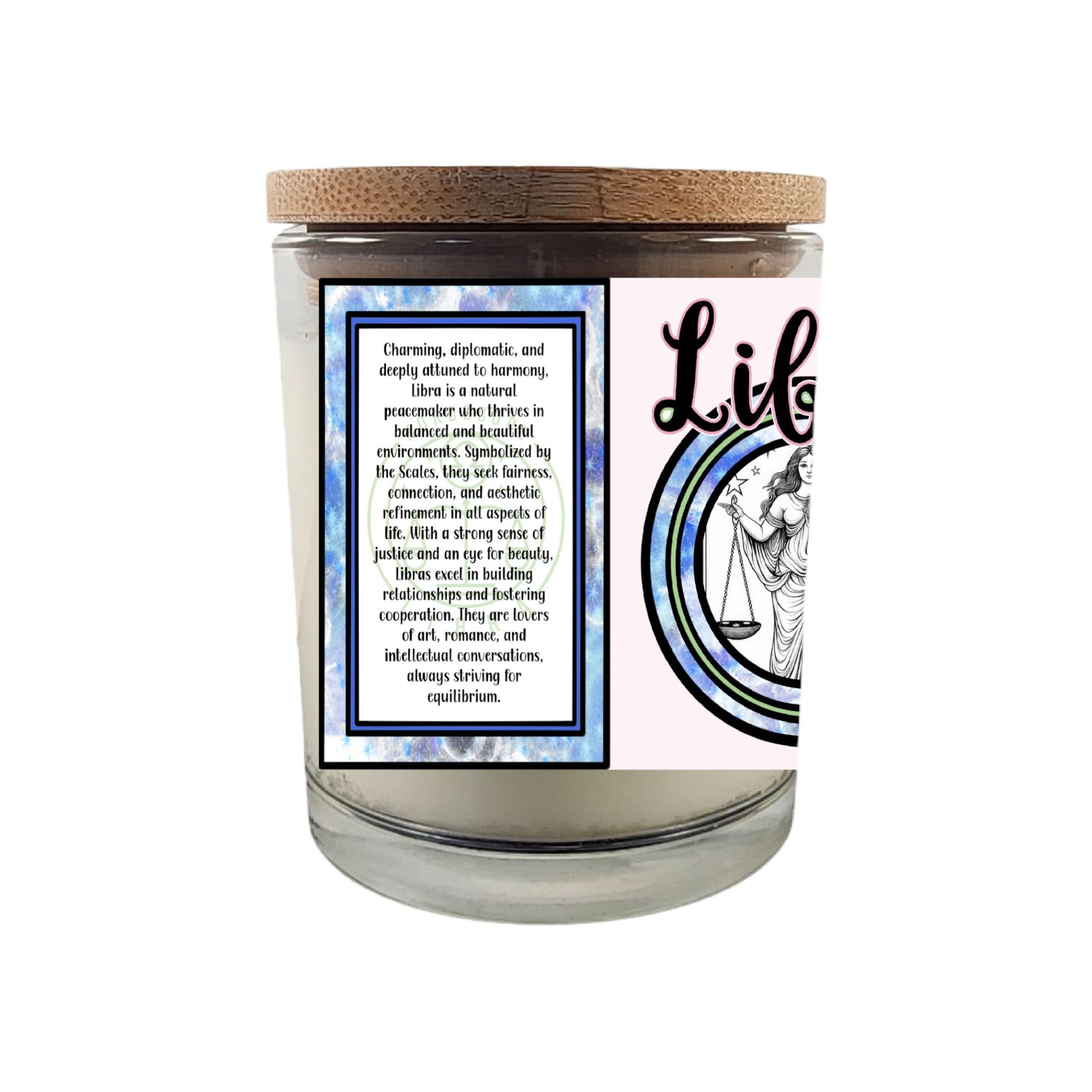 Celebrate the graceful charm of Libra with our 8 oz Crackling Wood Wick Soy Candle, designed to reflect the harmonious and diplomatic nature of those born between September 23 and October 22. This astrology-inspired candle is the perfect gift for September and October birthdays, offering a serene ambiance and personalized cosmic insight.&nbsp;

Key Features:

Zodiac-Inspired Design: Thoughtfully crafted to echo Libra’s balanced, romantic, and refined personality.

Crackling Wood Wick: Creates a soothing, fi