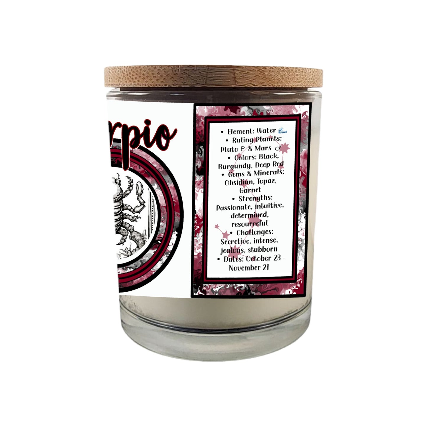 Celebrate the passionate and intense spirit of Scorpio with our 8 oz Crackling Wood Wick Soy Candle, thoughtfully crafted to embody the transformative and determined nature of those born between October 23 and November 21. This astrology-inspired candle is a perfect gift for October and November birthdays, bringing both atmosphere and astrological insight to your space.

Key Features:

Zodiac-Inspired Design: Tailored to reflect Scorpio’s mysterious and intense personality.

Crackling Wood Wick: Creates a c