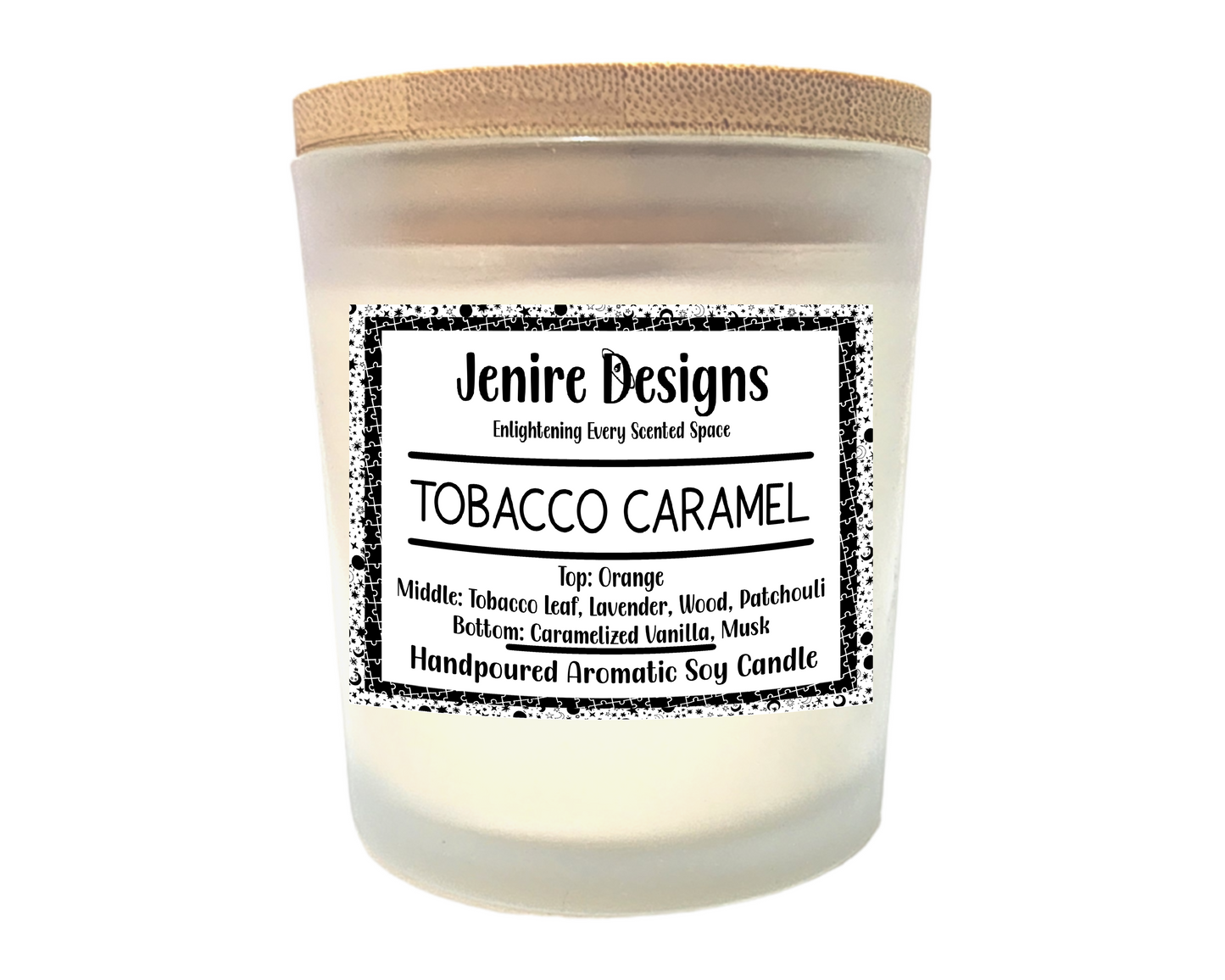 Ignite cozy sophistication with a scent that sings of comfort and charm.

Let your senses drift into an atmosphere of indulgence with the Tobacco Caramel Soy Candle—an artisan-crafted blend that uniquely balances brightness with depth, set aglow by a crackling wood wick.

Scent Profile That Warms Home &amp; Heart (from your product details):

Top Notes: A burst of orange brightness lifts the depths of tobacco and lavender.

Heart Notes: Rich oak and patchouli add grounding earthy warmth.

Base Notes: Sweet 