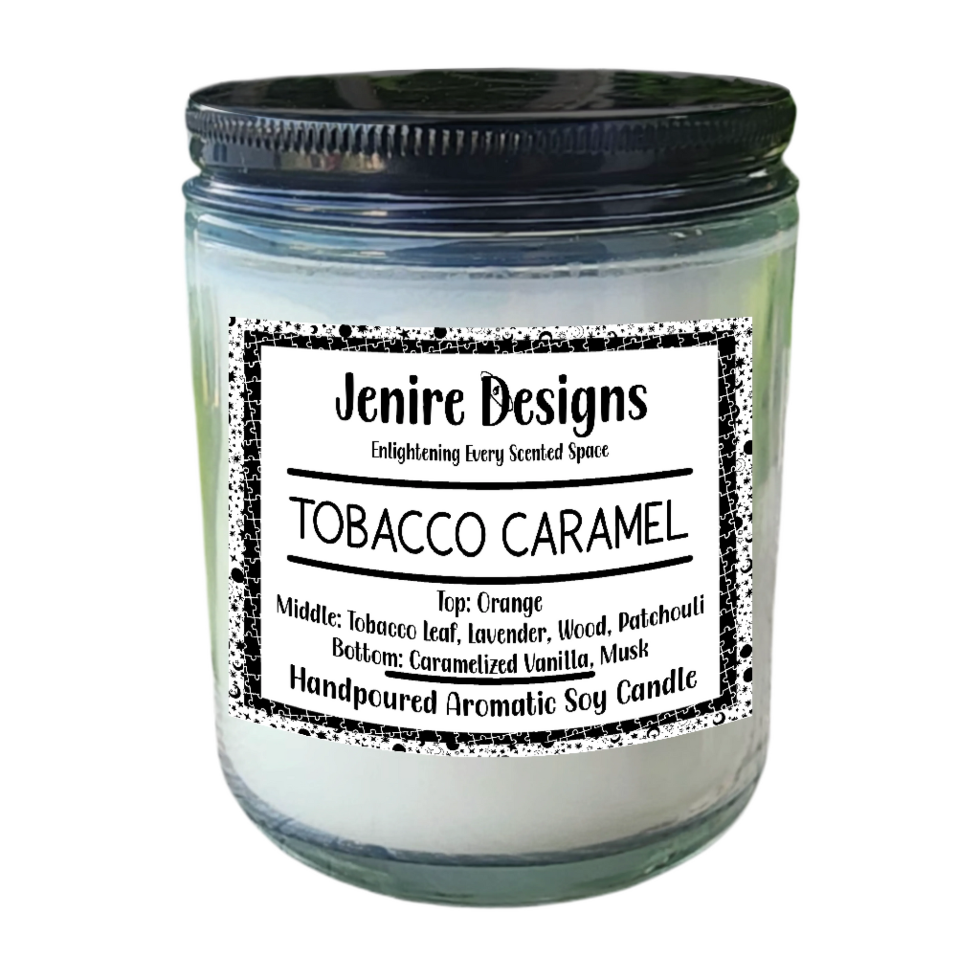 Indulge in the rich scent of tobacco leaf and hints of orange, combined with warm oak and patchouli, and a sweet caramel finish. Elevate your home with the bold and inviting Tobacco Caramel Soy Scented Candle! Experience the luxurious aroma of freshly picked tobacco leaves, infused with notes of tangy orange and rich oak, enhanced by the deep, earthy scent of patchouli and a touch of sweetness from warm caramel. Transform your atmosphere with the captivating and welcoming Tobacco Caramel Soy Scented Candle.