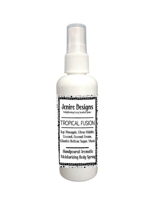 Immerse yourself in the tropical aroma of sweet island pineapple, zesty citrus, creamy coconut, and a touch of cilantro with our 3.5 Moisturizing Spray. The addition of sugarcane and musk enhances the already irresistible scent. Inspired by the renowned Pineapple Cilantro fragrance, our Tropical Fusion candles will instantly transport you to a paradise of warmth and relaxation.