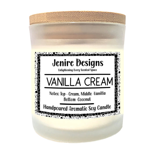 Wrap your space in simple sweetness.

This Vanilla Cream candle captures the comfort of buttercream frosting paired with soft coconut warmth and a subtle drizzling of maple. It opens with rich, velvety butter that melts into subtle coconut, all resting atop a smooth vanilla base enriched with golden maple undertones.



Fragrance Notes:

Top: Melted Butter
Heart: Toasted Coconut
Base: Vanilla Bean • Maple Syrup Echoes