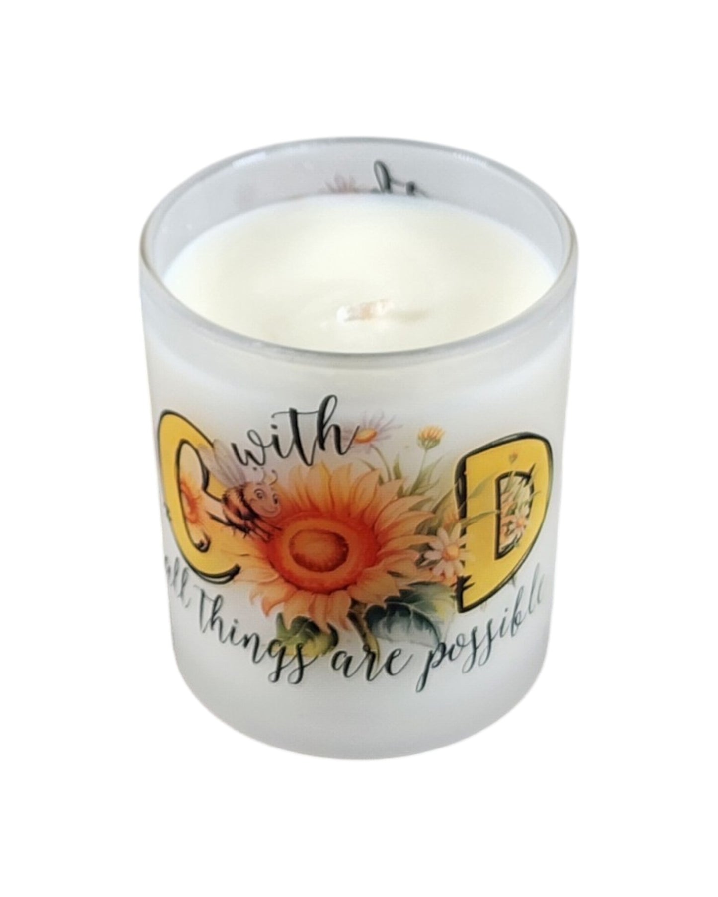 With God | Agave Nectar Type Soy Candle | 8 oz | Sublimated Glass Jar | Jenire Designs