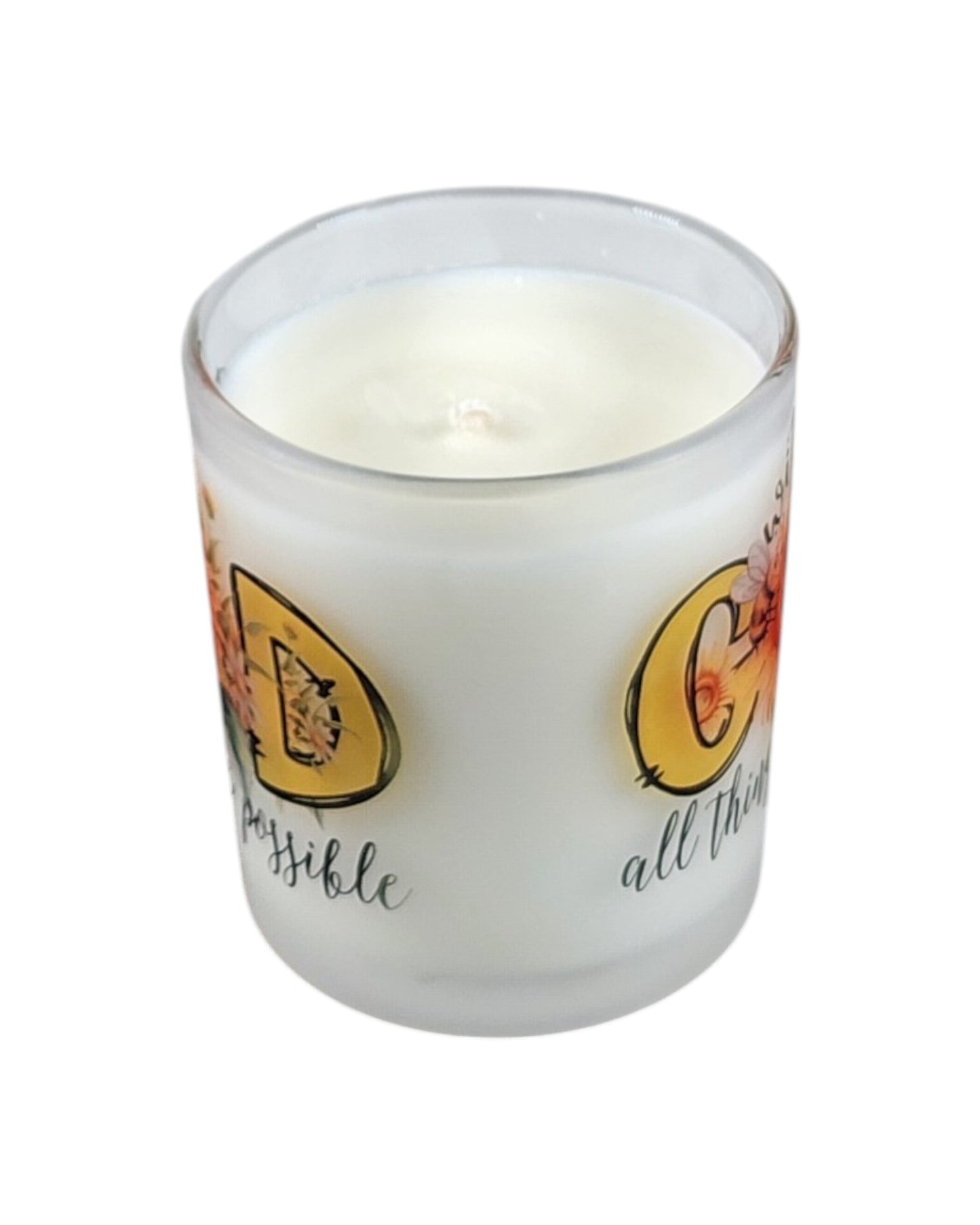 With God | Agave Nectar Type Soy Candle | 8 oz | Sublimated Glass Jar | Jenire Designs