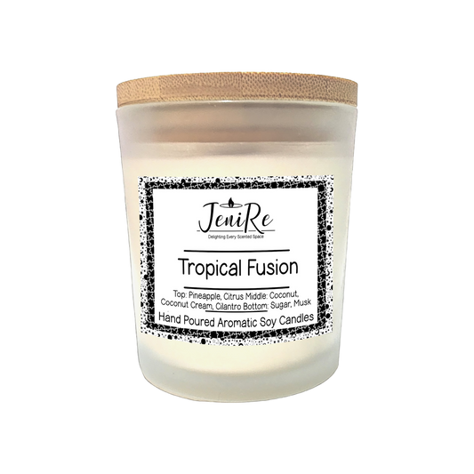 Tropical pineapple blends with zesty citrus notes in the top, while creamy coconut and fresh cilantro infuse the middle. The base of this candle features a hint of sugar and musk for a truly exotic experience. Reminiscent of Yankee Candle's Pineapple Cilantro fragrance